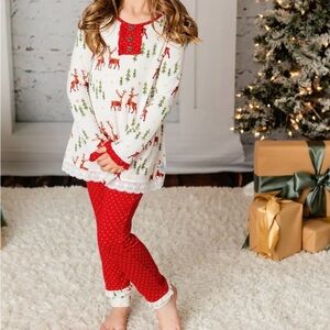 Girls Holiday Reindeer Bamboo Pajama Set